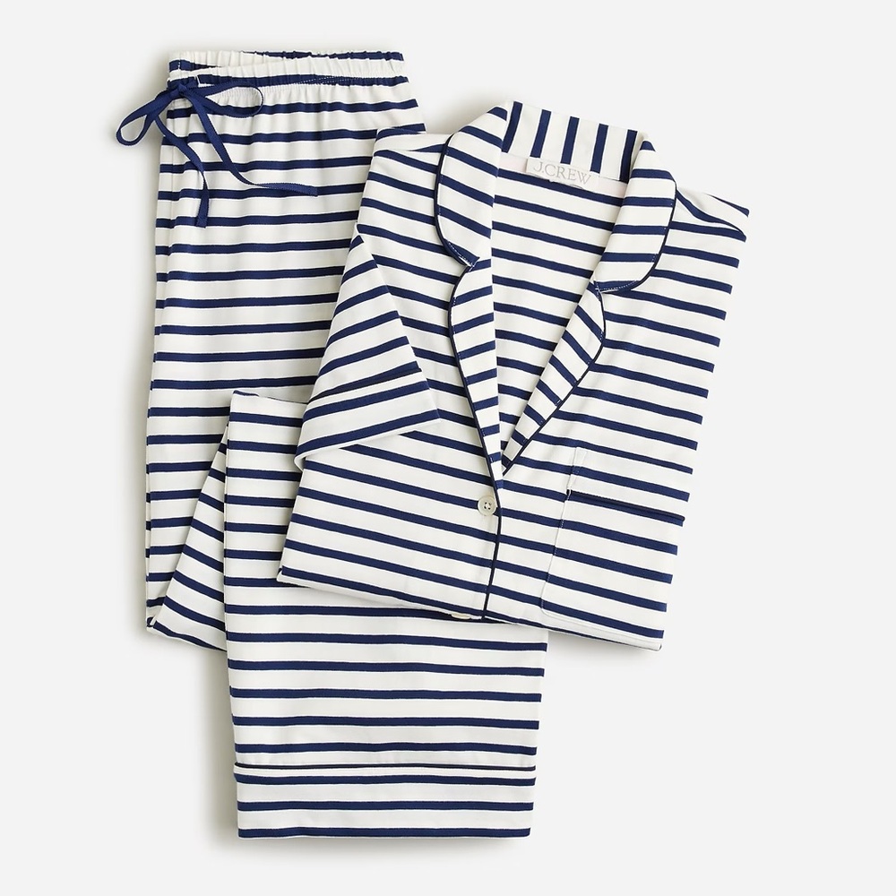 J. Crew Short-sleeve striped pajama cotton pant set size Large